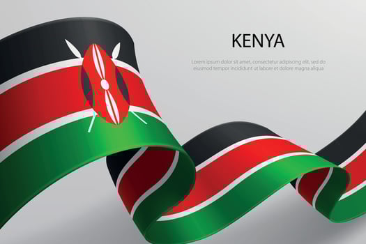 Kenya Flag Waving Ribbon Design on Light Background vector