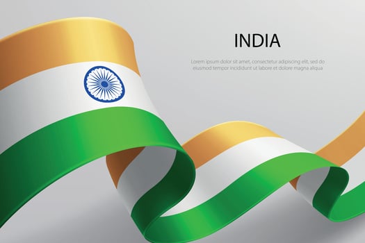 India Flag Waving Ribbon Design on Light Background vector
