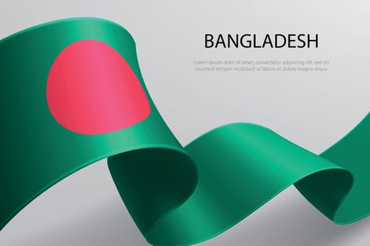 Bangladesh Flag Waving Ribbon Design on Light Background vector