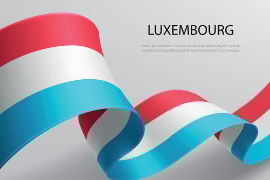 Luxembourg Flag Waving Ribbon Design on Light Background vector