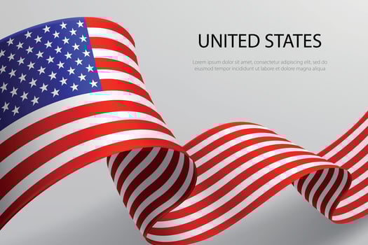 United States Flag Waving Ribbon Design on Light Background vector