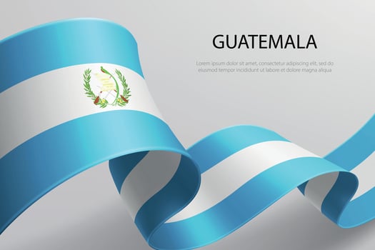 Guatemala Flag Waving Ribbon Design on Light Background vector
