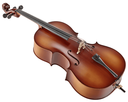 Wooden cello string instrument classical music brown finish isolated on transparency background elegant detailed professional acoustic orchestral png