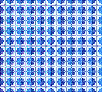 Seamless Pattern with Blue Geometric Tiles Inspired by Islamic Art vector