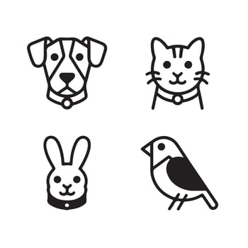 Cute Animal Icons for Pet and Wildlife Themes vector