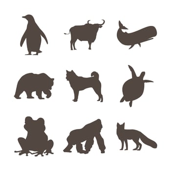 Diverse Animal Silhouettes Collection on White Background vector