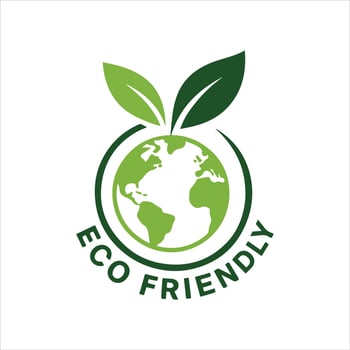 Eco friendly earth with leaves, green world and nature symbol vector