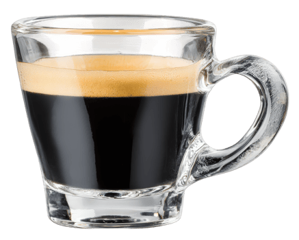 Espresso shot glass cup isolated transparency background strong dark hot caffeine beverage morning energy. rich aromatic espresso shot clear glass cup showcasing creamy crema layer perfect png