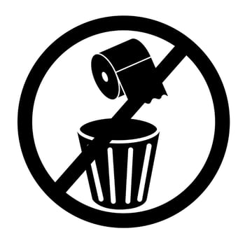 No trash disposal symbol with prohibited littering sign in black circle vector