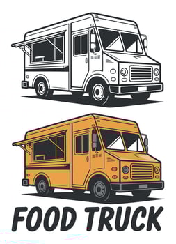 Food Truck Illustration Design Graphic Element for Mobile Cuisine Business and Street Food Vendor Service vector