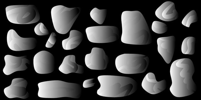 Set of different stones isolated on a black background illustration. vector