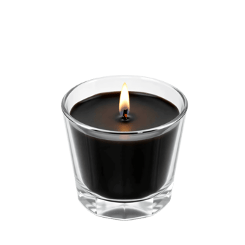 A candle with a black flame in a glass png