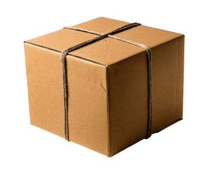 Brown cardboard box tied with twine, perfect for shipping or storage, showcasing simple and functional design. Ideal for various packaging needs png