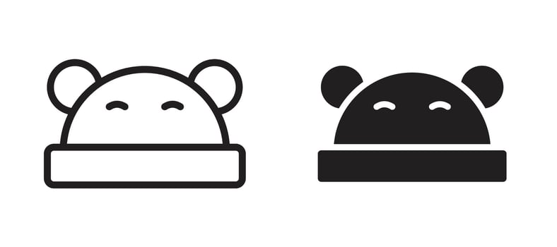 Baby hat icon In Flat and stroke Style For App, UI, Websites. Black Illustration. vector