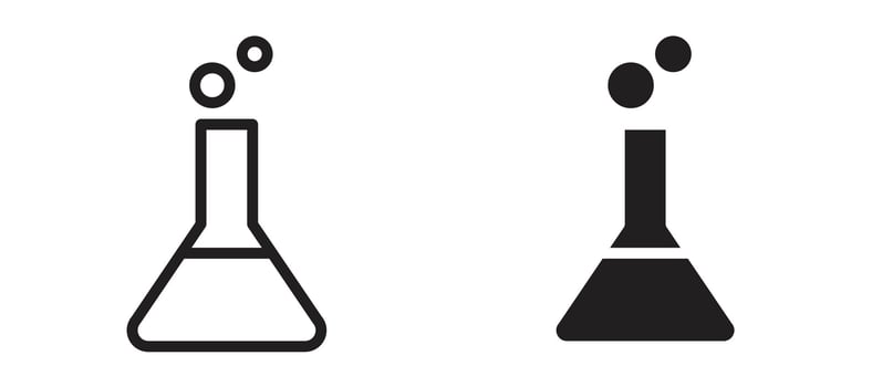 Beaker icon In Flat and stroke Style For App, UI, Websites. Black Illustration. vector