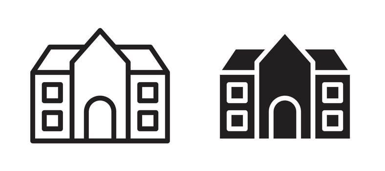 Campus icon In Flat and stroke Style For App, UI, Websites. Black Illustration. vector