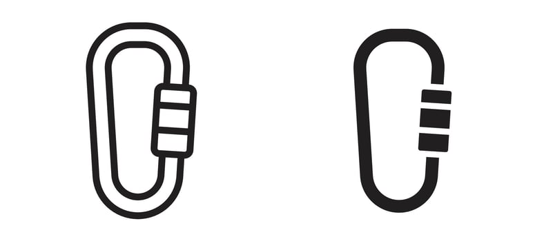 Carabiner icon In Flat and stroke Style For App, UI, Websites. Black Illustration. vector