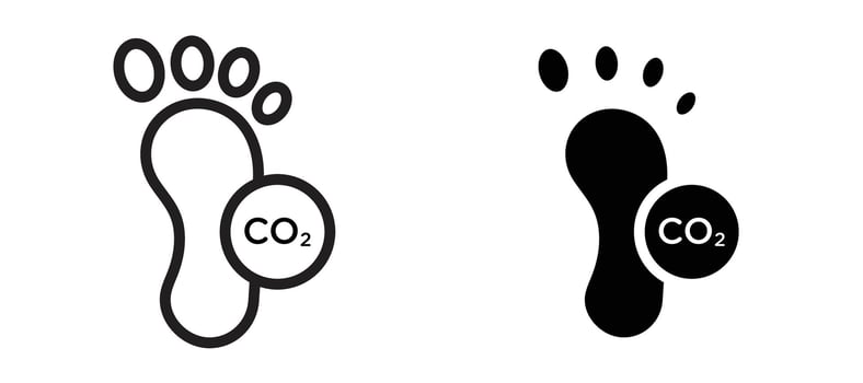 Carbon footprint icon In Flat and stroke Style For App, UI, Websites. Black Illustration. vector