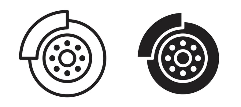 Disk brake icon In Flat and stroke Style For App, UI, Websites. Black Illustration. vector