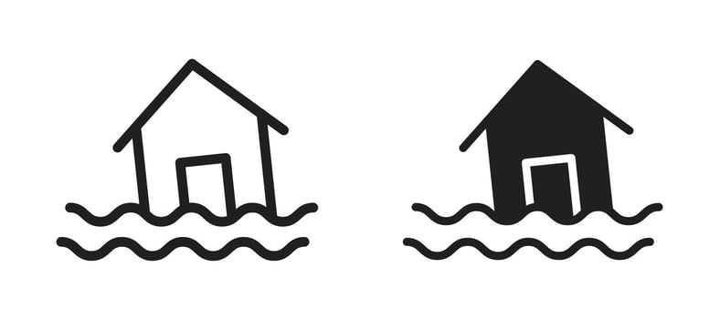 Flood icon In Flat and stroke Style For App, UI, Websites. Black Illustration. vector