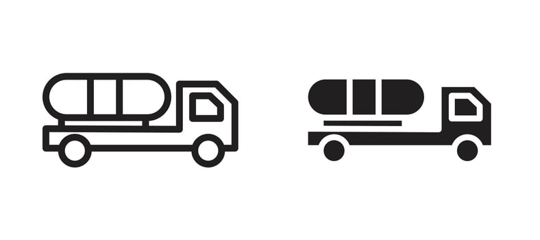 Fuel truck icon In Flat and stroke Style For App, UI, Websites. Black Illustration. vector