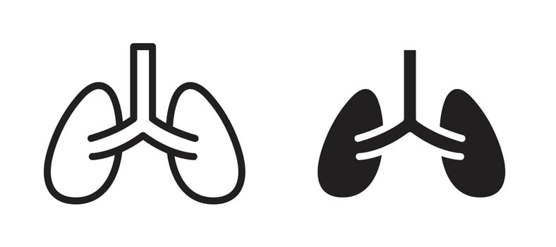 Lung icon In Flat and stroke Style For App, UI, Websites. Black Illustration. vector