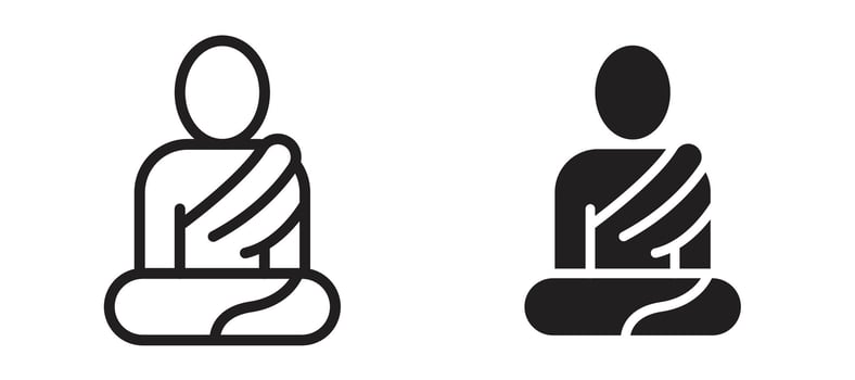 Monk icon In Flat and stroke Style For App, UI, Websites. Black Illustration. vector