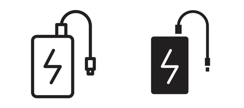 Power bank icon In Flat and stroke Style For App, UI, Websites. Black Illustration. vector