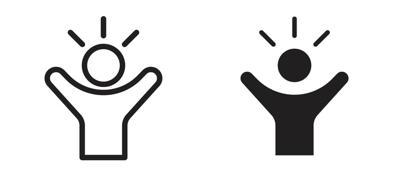 Self confidence icon In Flat and stroke Style For App, UI, Websites. Black Illustration. vector
