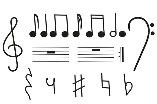 set of musical symbols black vector