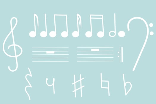 set of musical symbols white vector