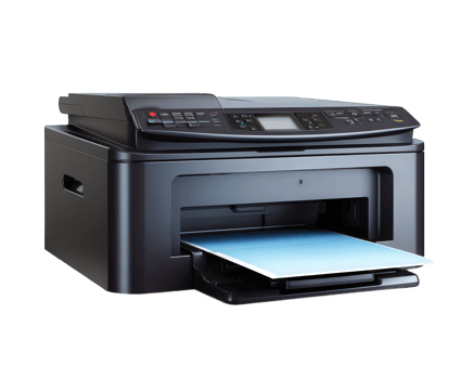 Sleek black multifunction printer with open paper tray, designed for efficient printing, scanning, and copying tasks. This device is perfect for home or office use, showcasing modern technology png