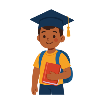 Happy African American Boy Graduate Student Holding Book Backpack Education Success png