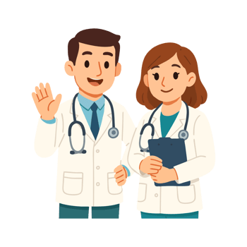 Friendly Male and Female Doctors in White Coats Offering Healthcare Services png