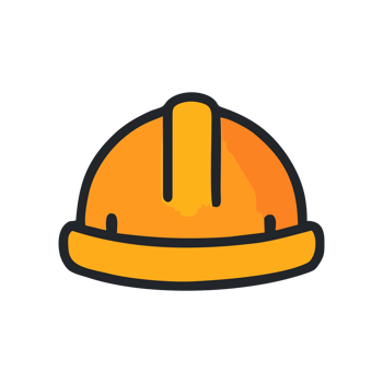 Hard Hat Safety Icon Construction Worker Protection Bright Orange Minimalist Design png