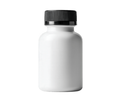 Stylish health supplement bottle mockup featuring clean, minimalist design. bottle is white with black cap, perfect for showcasing various product labels and branding ideas png