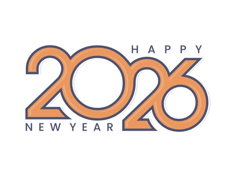 Happy New Year 2026 retro style logo text design template vector