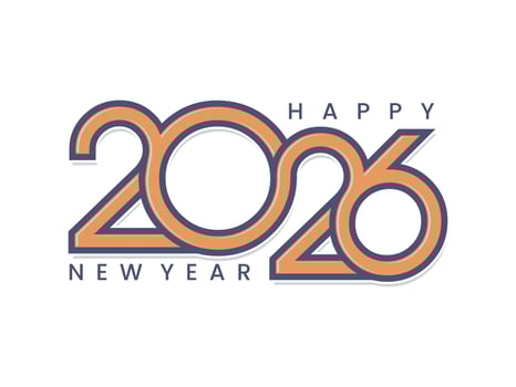 Happy New Year 2026 logo text design template vector