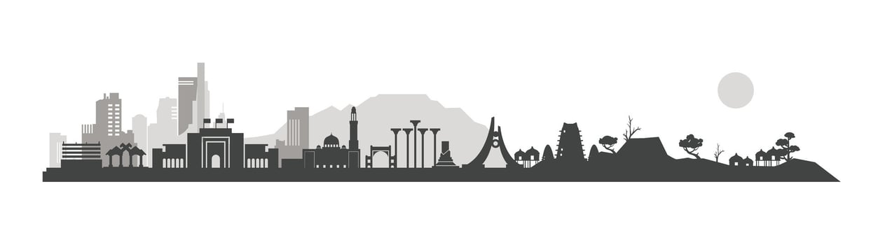 Niger building landscape design, tourist attraction icons and country icons, beautiful afican country skyline vector