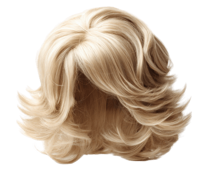 Bouncy voluminous wig hair with layered effect, showcasing beautiful blonde color. This stylish wig is perfect for adding volume and flair to any look, enhancing your overall appearance png