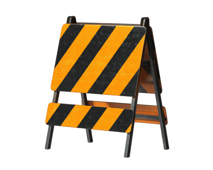reflective road work sign featuring bright orange and black stripes, designed to alert drivers of construction or maintenance activities ahead. This sign is essential for ensuring safety work png