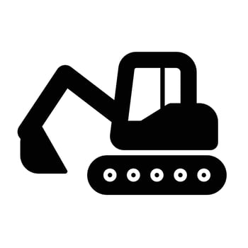 Black Silhouette of Excavator Machine on White Background vector