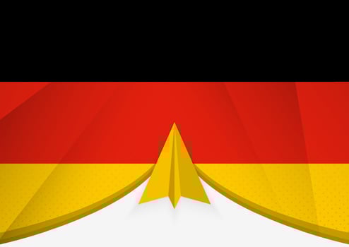 Germany Flag with Abstract Paper Airplane Design, National Flag in a geometric folded paper style. vector