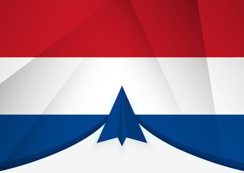 Netherlands Flag with Abstract Paper Airplane Design, National Flag in a geometric folded paper style. vector