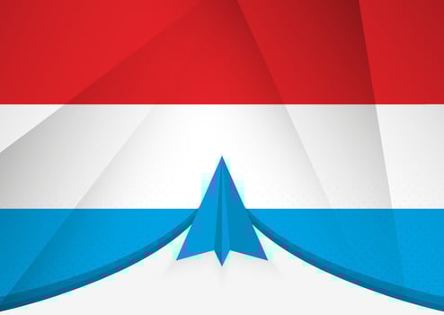 Luxembourg Flag with Abstract Paper Airplane Design, National Flag in a geometric folded paper style. vector