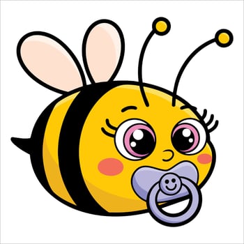 Baby girl bee cartoon mascot character raster illustration version also available in portfolio perfect for kids themes nature and playful insect designs vector