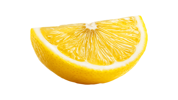 Fresh lemon slice with visible pulp on transparent background for citrus fruit concept png