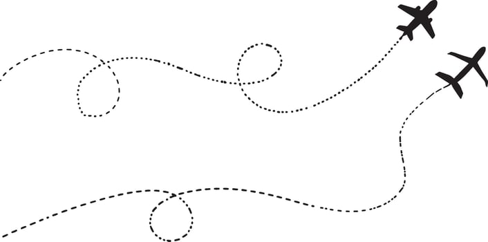 Airplane Path Illustration with Dotted Line Routes vector
