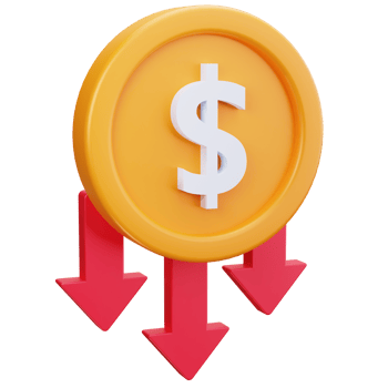 3D Icon Market Decrease Financial Downturn png