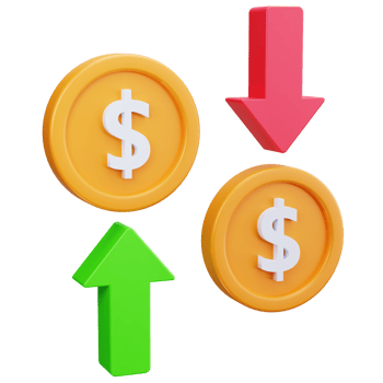 3D Icon Money Volatility Fluctuation Investment png